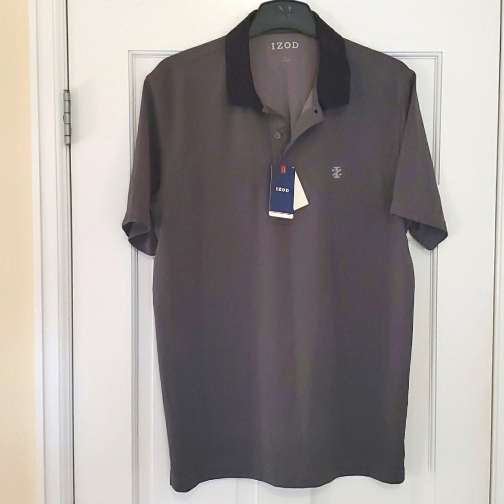 NWT Mens Izod Polo Smoked Pearl sz L